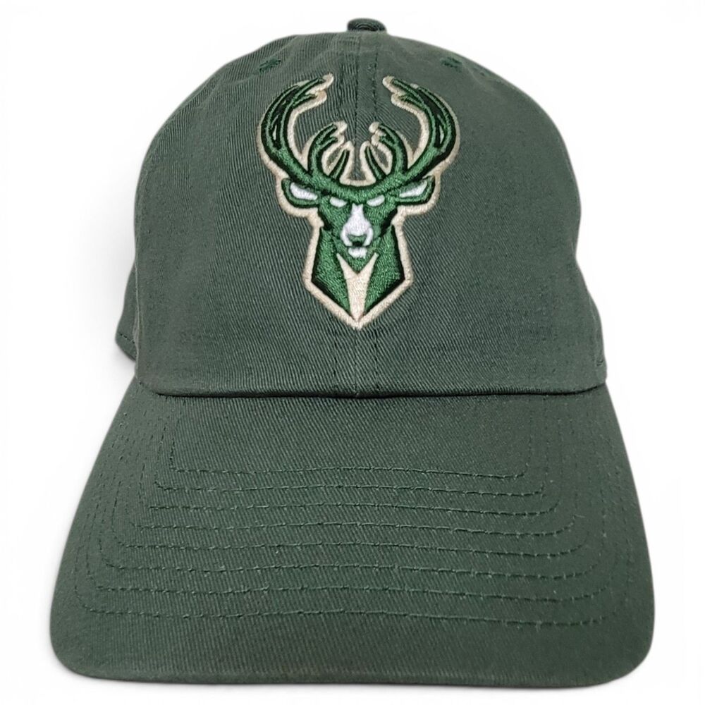 Milwaukee Bucks New Era Hat OS NBA Green Basketball Strap Back Embroidered Cap